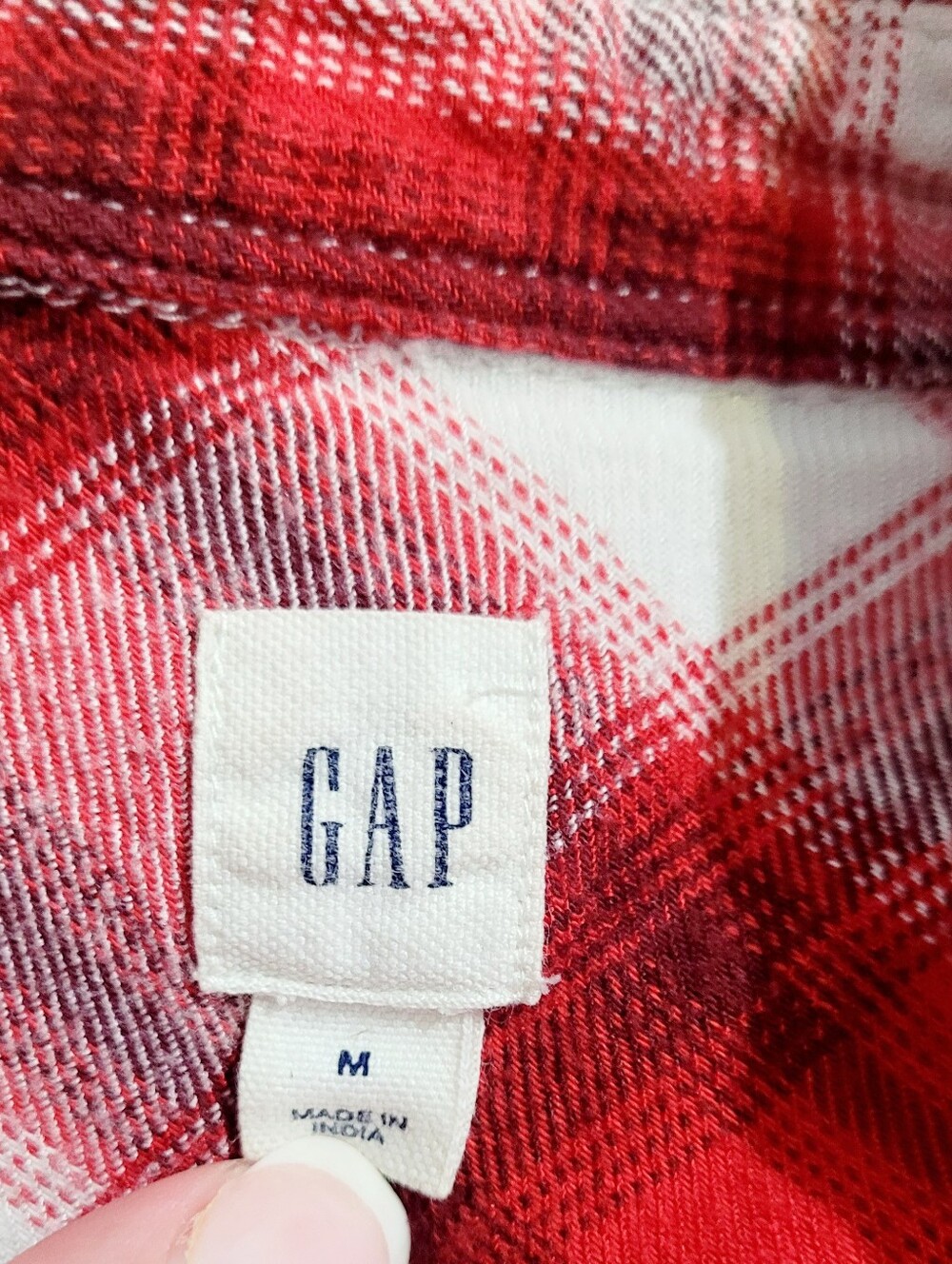 GAP Red Plaid Flannel Shirt Size Medium Woman Button Front Casual Top Flannel - Picture 6 of 11